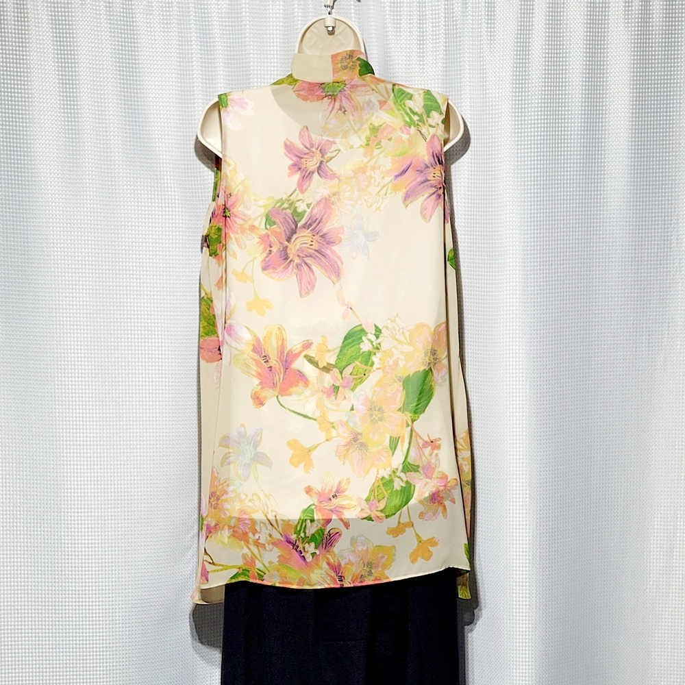 Susan Graver Cottagecore Floral Beige Sheer Kimono Duster Wrap Women's (S) - Picture 3 of 7